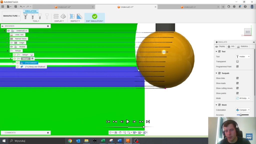 Dostosowanie dolnej granicy obróbki w strategii Contour w Fusion 360, aby precyzyjnie określić krawędź detalu i zapobiec pozostawieniu nieobrobionych obszarów.