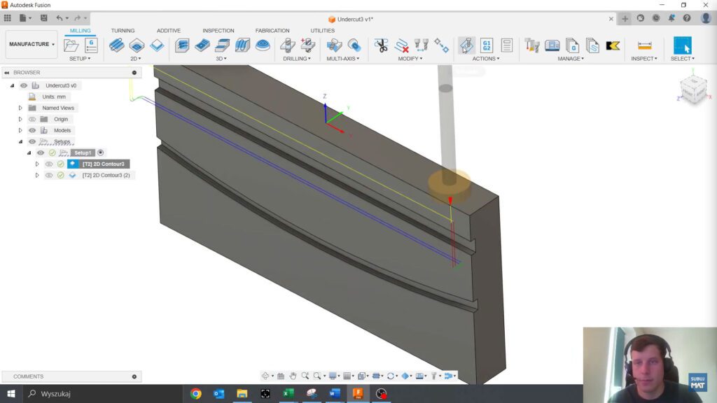 Ustawienia przejść zgrubnych w strategii 2D Contour w Fusion 360, umożliwiające kontrolowanie głębokości i liczby przejść podczas obróbki w celu zwiększenia precyzji i zmniejszenia obciążenia narzędzia.