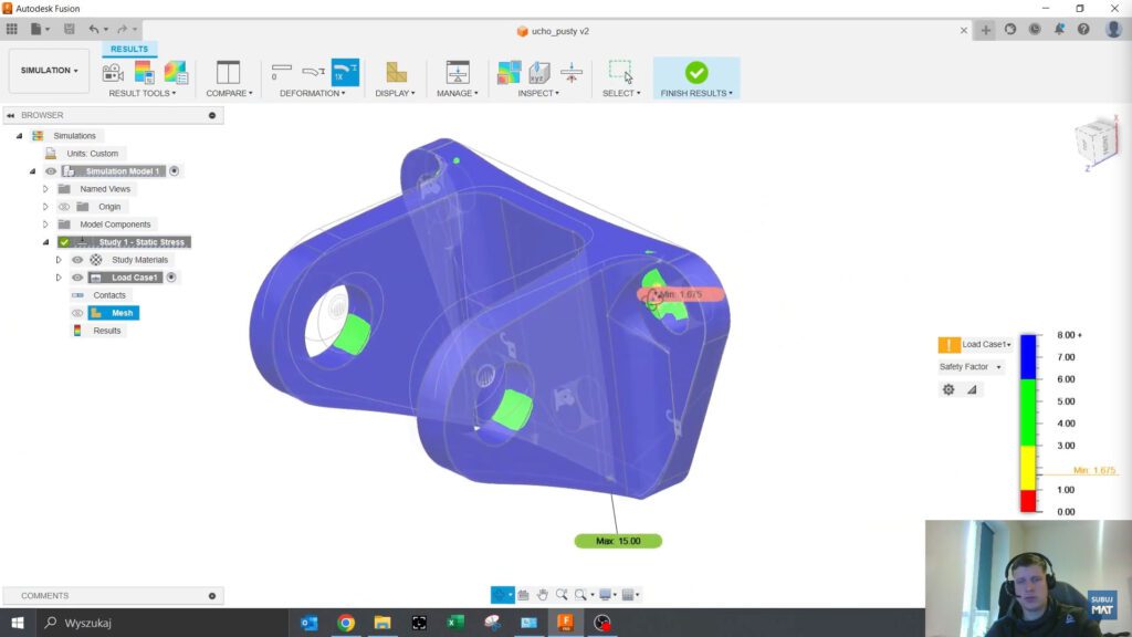 Analiza wyników w Fusion 360