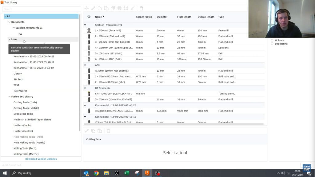 Obrazek: Przykład braku dostępu do lokalnych bibliotek na innym urządzeniu.