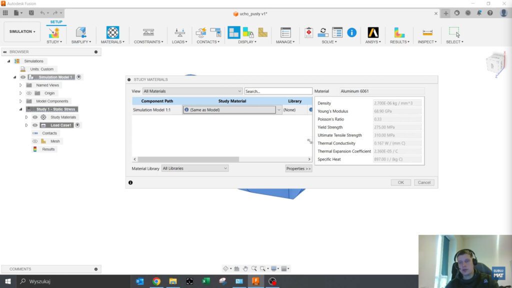 Definiowanie materiału w Fusion 360