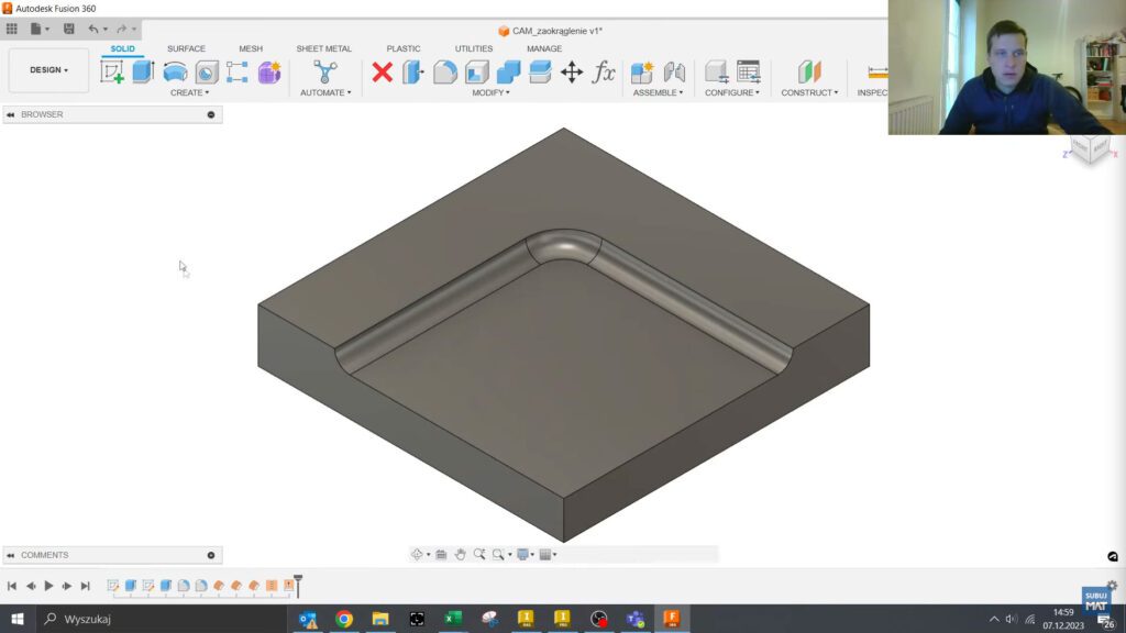 Diagnostyka map UV w strategii Flow w Fusion 360, pokazująca kierunki U i V na powierzchniach.