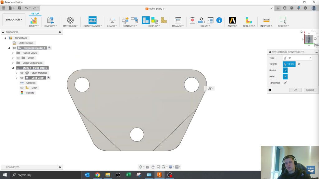Dodanie utwierdzeń w Fusion 360