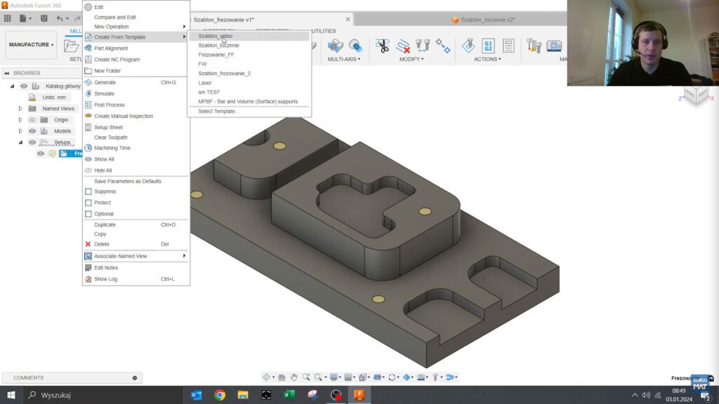 Widok gotowego szablonu w Fusion 360