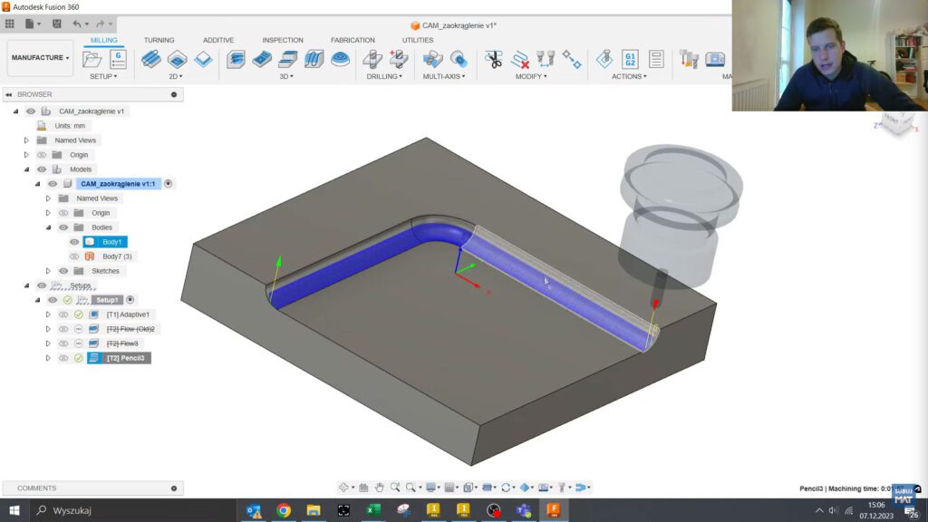 Optymalizacja powierzchni zaokrąglenia w Fusion 360 za pomocą narzędzia Offset w zakładce Surface