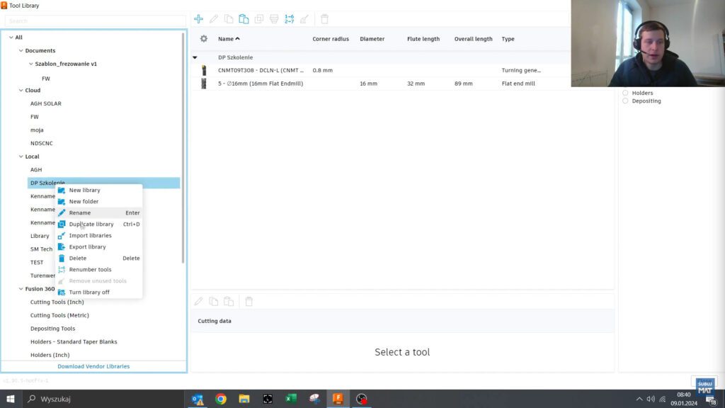 Obrazek: Przykład tworzenia biblioteki chmurowej w Fusion 360.