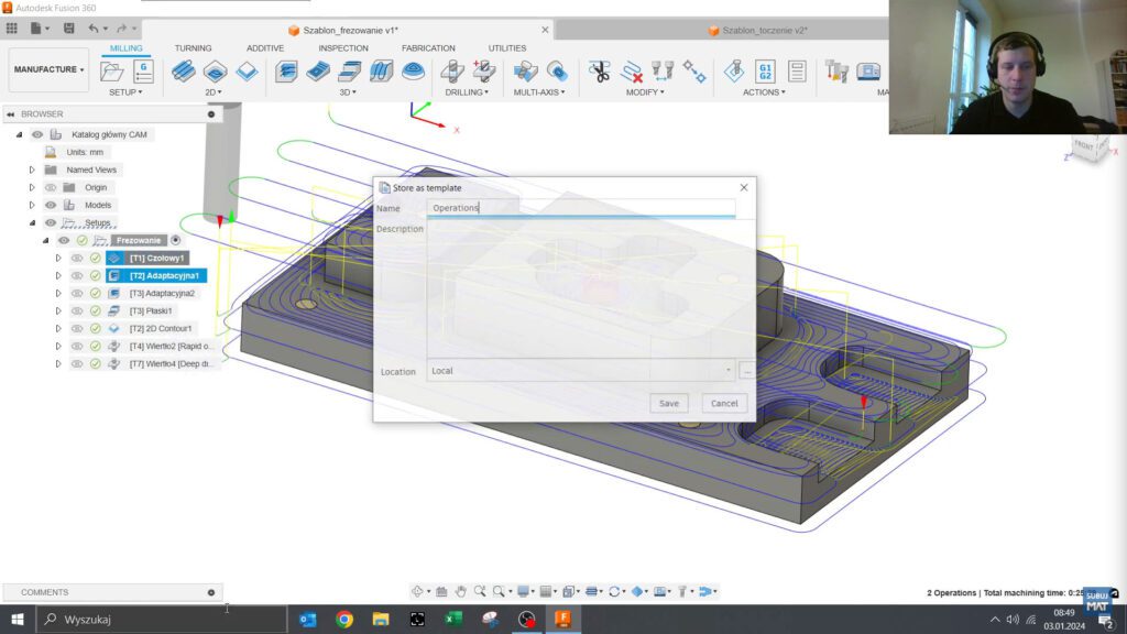 Ekran tworzenia nowego szablonu w Fusion 360