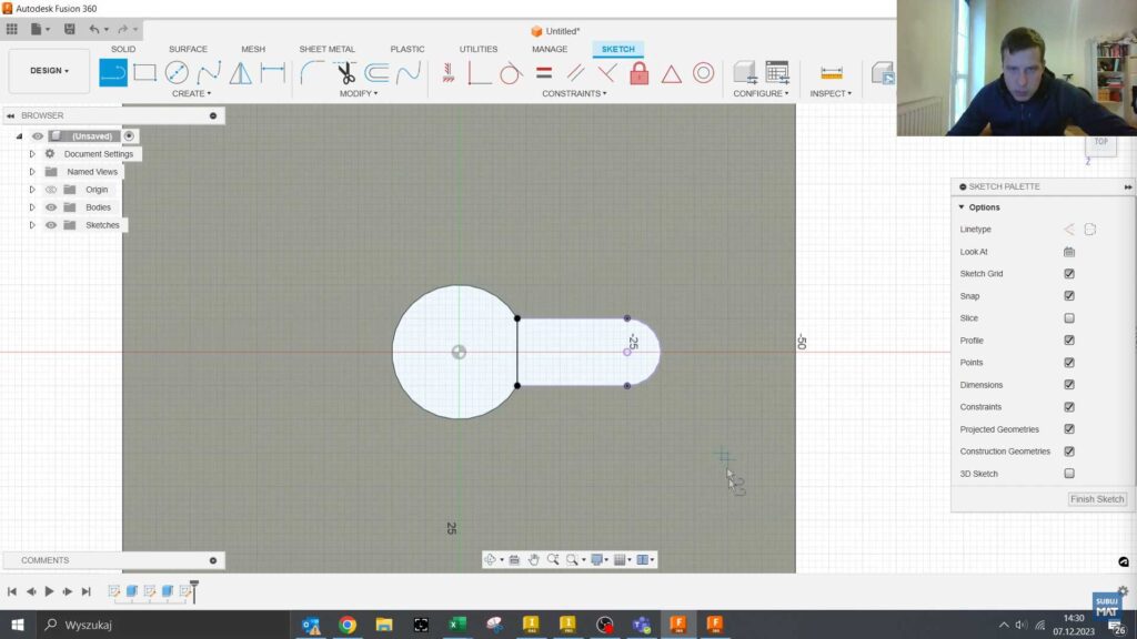 Tworzenie szkicu ograniczającego materiał do usunięcia w Fusion 360 CAM