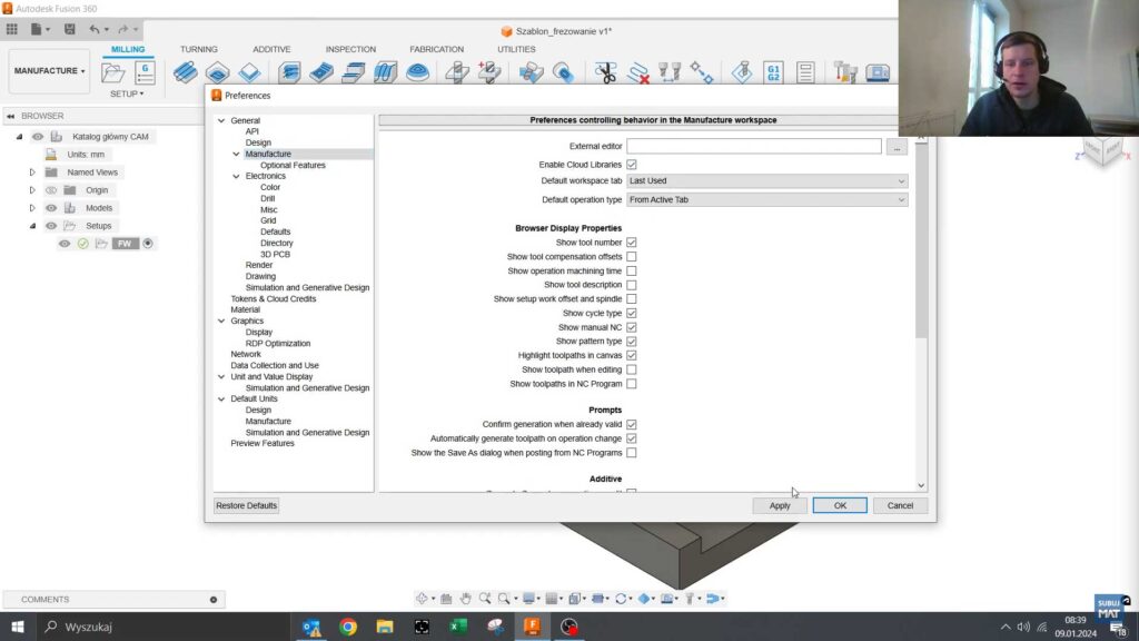 Obrazek: Proces włączania bibliotek chmurowych w Fusion 360.