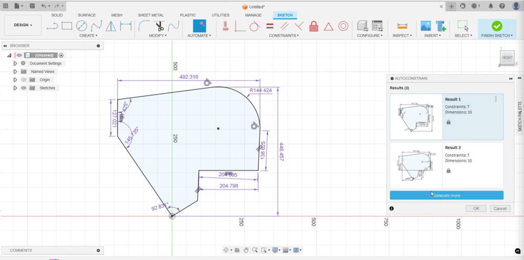 Screen przedstawiający możliwości edycji w funkcji AutoConstrain