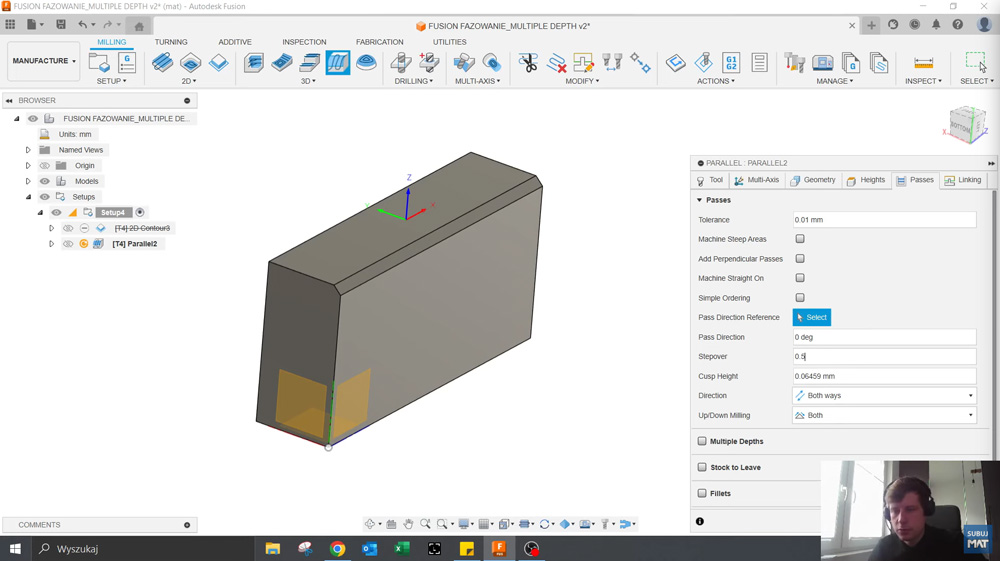 Strategia 3D Parallel w Fusion – frezowanie fazy równoległymi ścieżkami