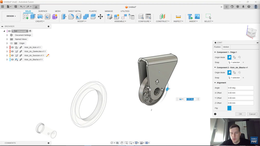 Tworzenie wiązania Joint w Fusion – klasyczny sposób łączenia części