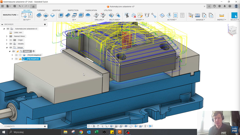 Podgląd odległości bezpieczeństwa narzędzia względem modelu i Fixture w CAM Fusion