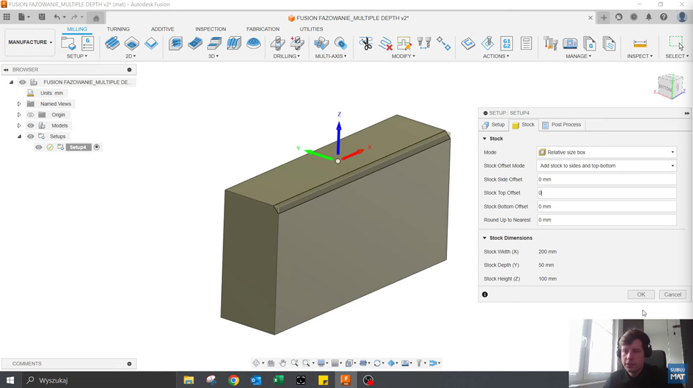 Ustawienie układu współrzędnych w Fusion – oś Z do góry, X w prawo